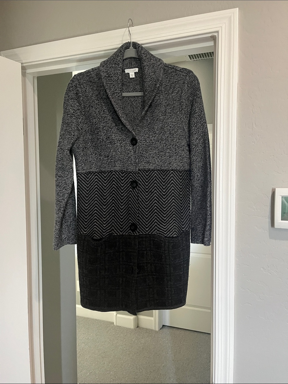 J. Jill Gray Textured Shawl Collar Long Cardigan
